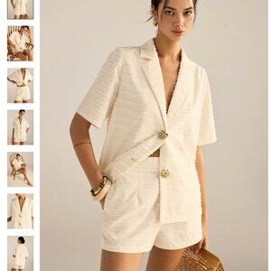Commense Textured Short-Sleeve Blazer and Shorts Set XS